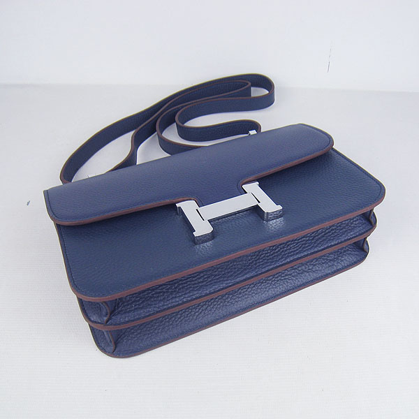 7A Hermes Constance Togo Leather Single Bag Dark Blue Silver Hardware H020 - Click Image to Close